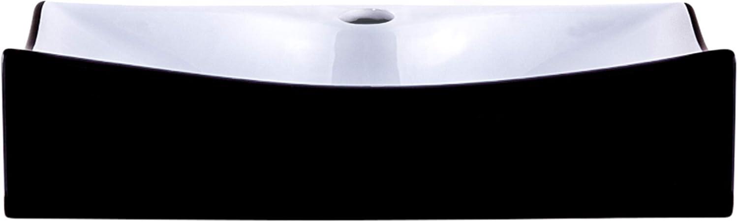 Novatto 15.75'' Glossy Black With White Interior Ceramic Rectangular Bathroom Sink