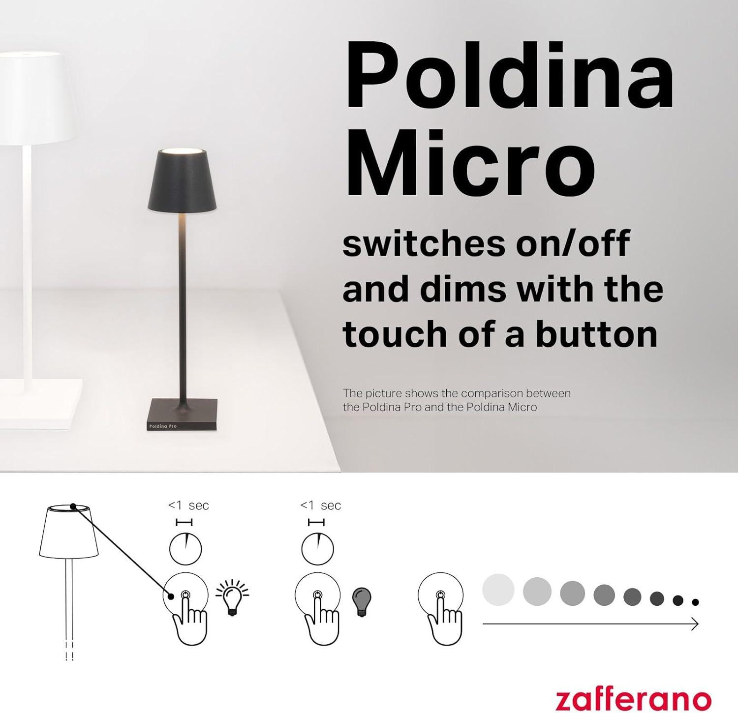 Dark Grey Cordless Touch LED Table Lamp