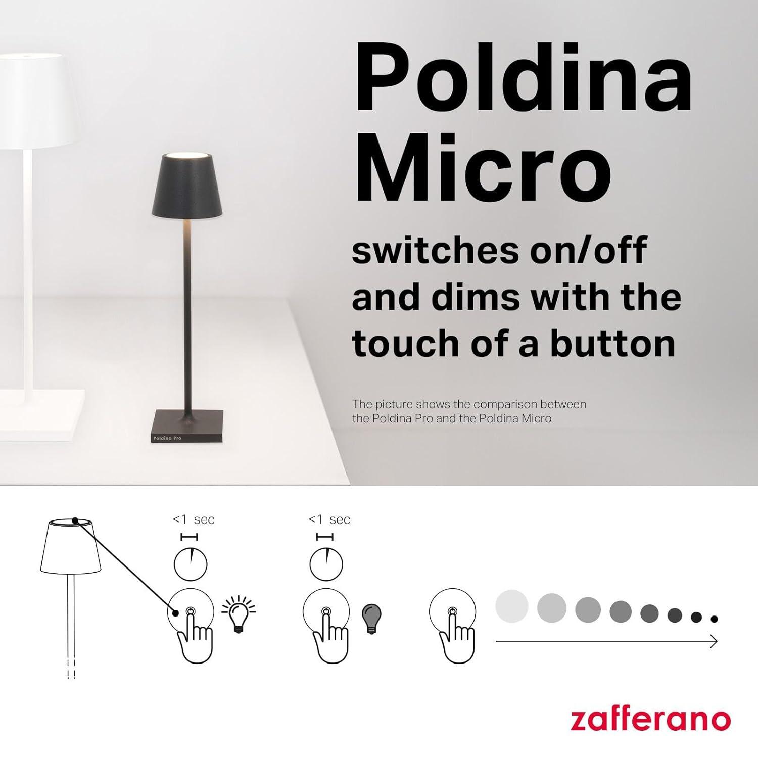 Dark Grey Cordless Touch LED Table Lamp