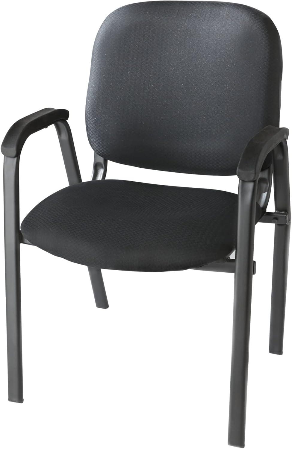 Romig Ace Vinyl Guest Stacking Chair with Arms- Black