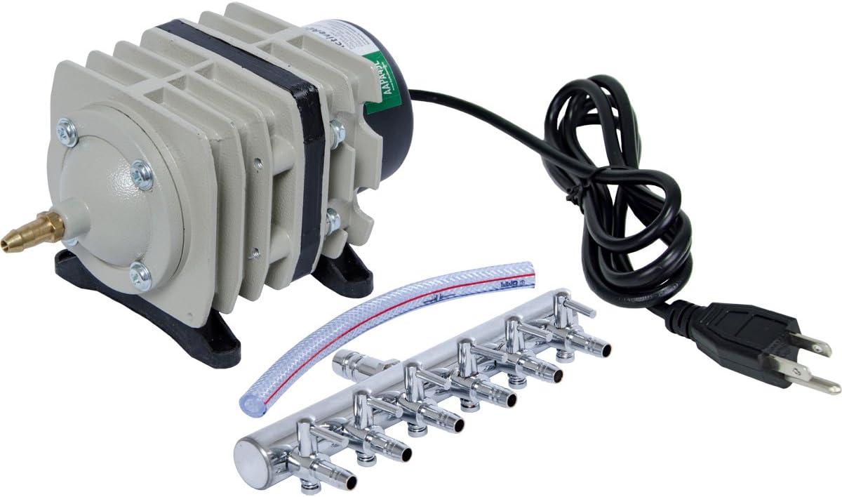 Hydrofarm Active Aqua AAPA45L 20W 700 GPH Hydroponic Aquarium 6 Outlet Air Pump