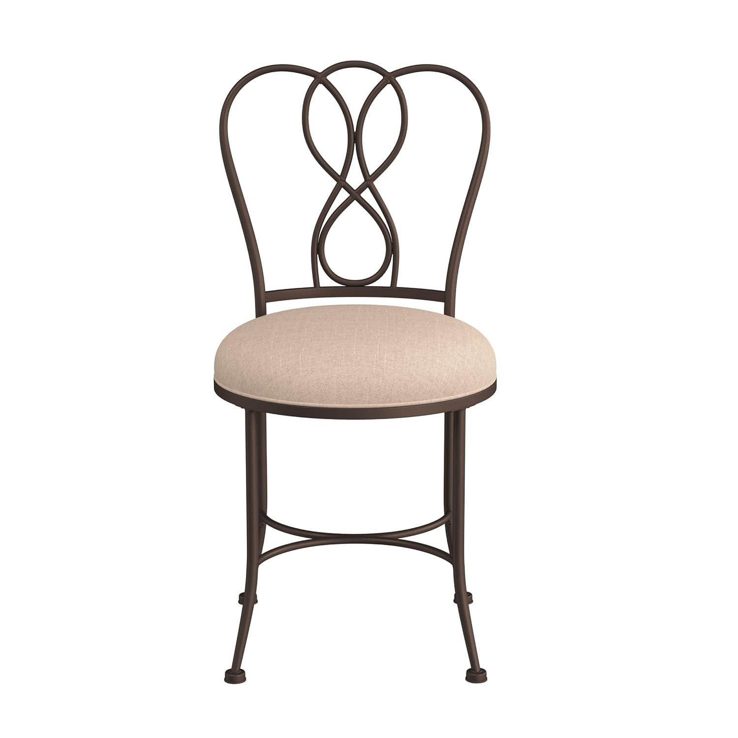 18.5" Christina Metal Vanity Stool Bronze/Cream - Hillsdale Furniture