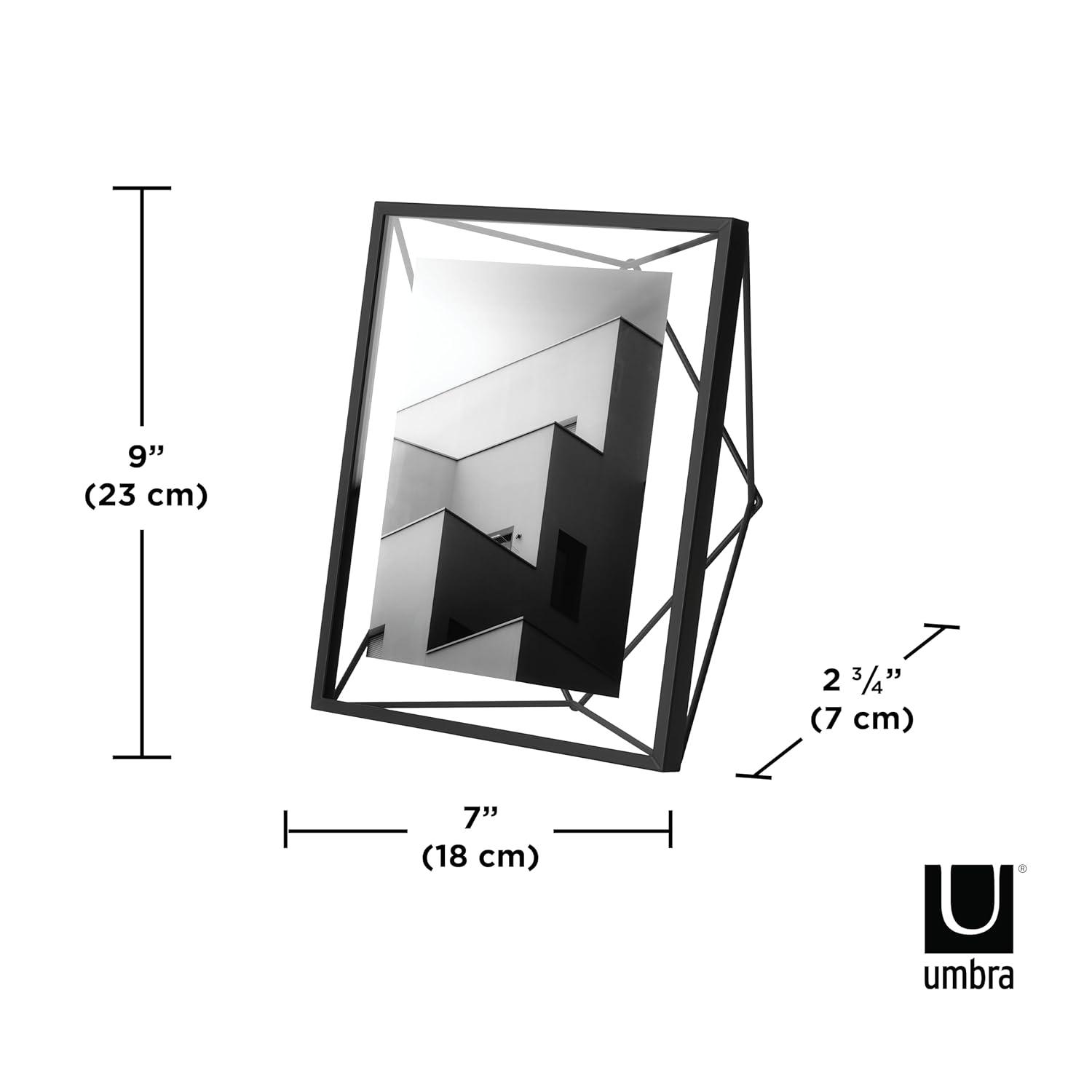 Umbra Prisma Picture Frame, 5x7 Metal Photo Display for Desk or Wall, 5" x 7", Black