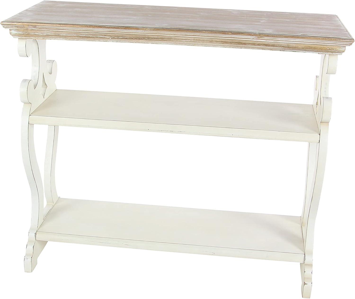 Farmhouse Wood Console Table Off White - Olivia & May: 2-Shelf Design, Tall Profile