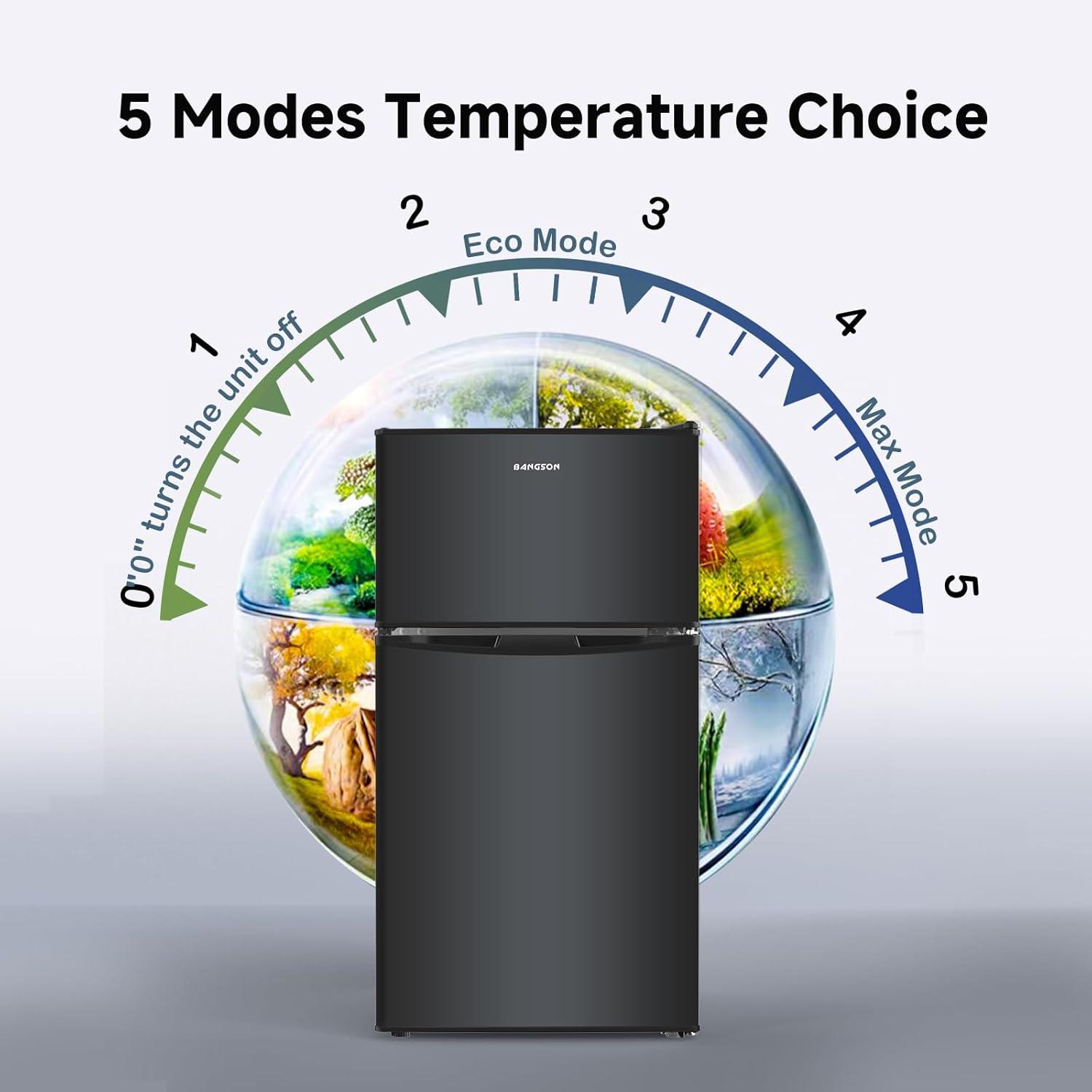 BANGSON 3.2 CU.FT, 2 Door Small Refrigerator with Freezer