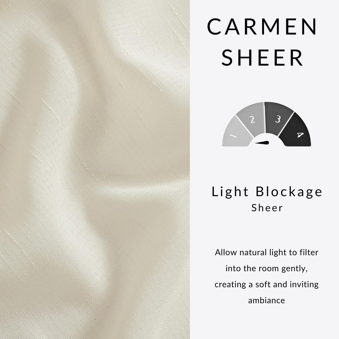 Carmen Sheer Extra Wide Indoor/Outdoor Single Window Curtain for Patio, Porch, Cabana - 114x108 - Ivory - Elrene Home Fashions