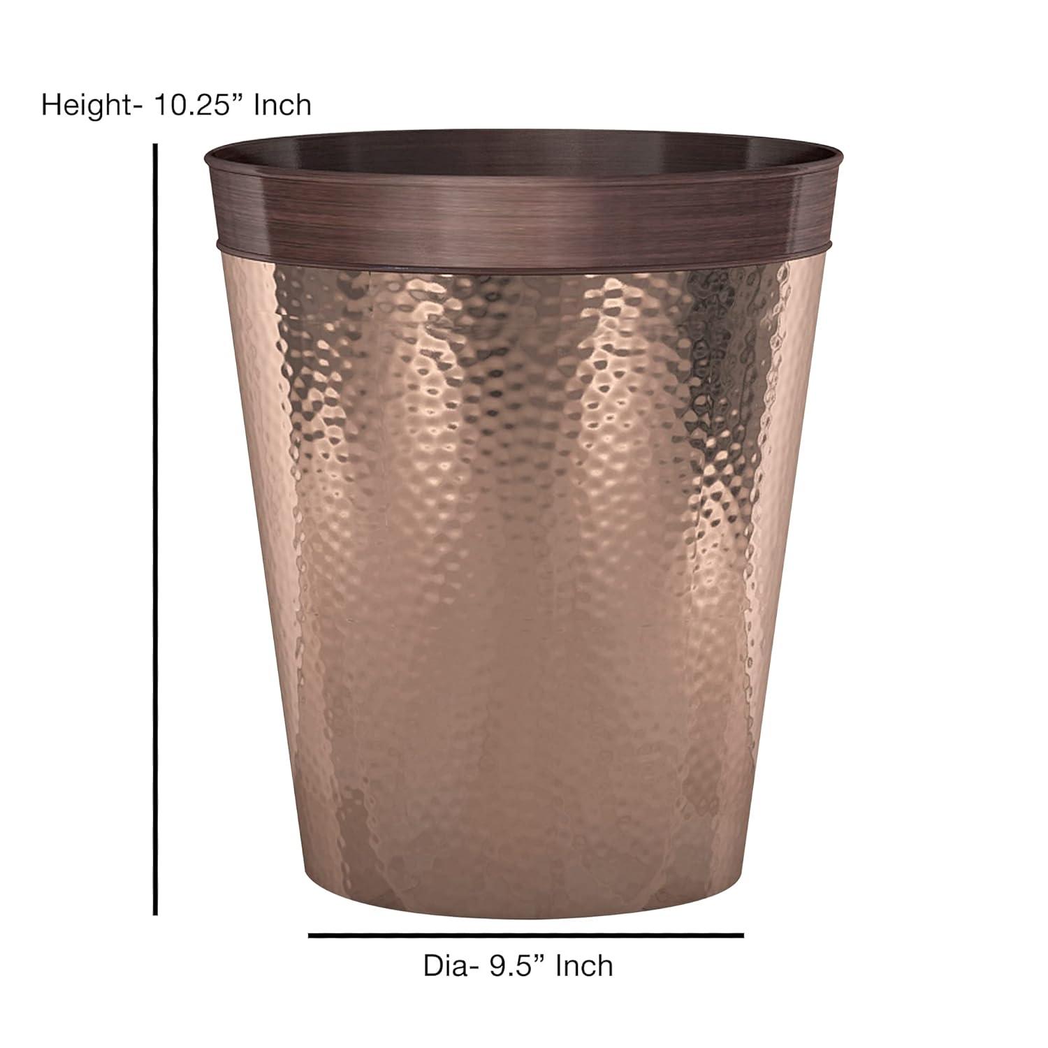 Copper and Oil Rubbed Stainless Steel Round Bathroom Wastebasket