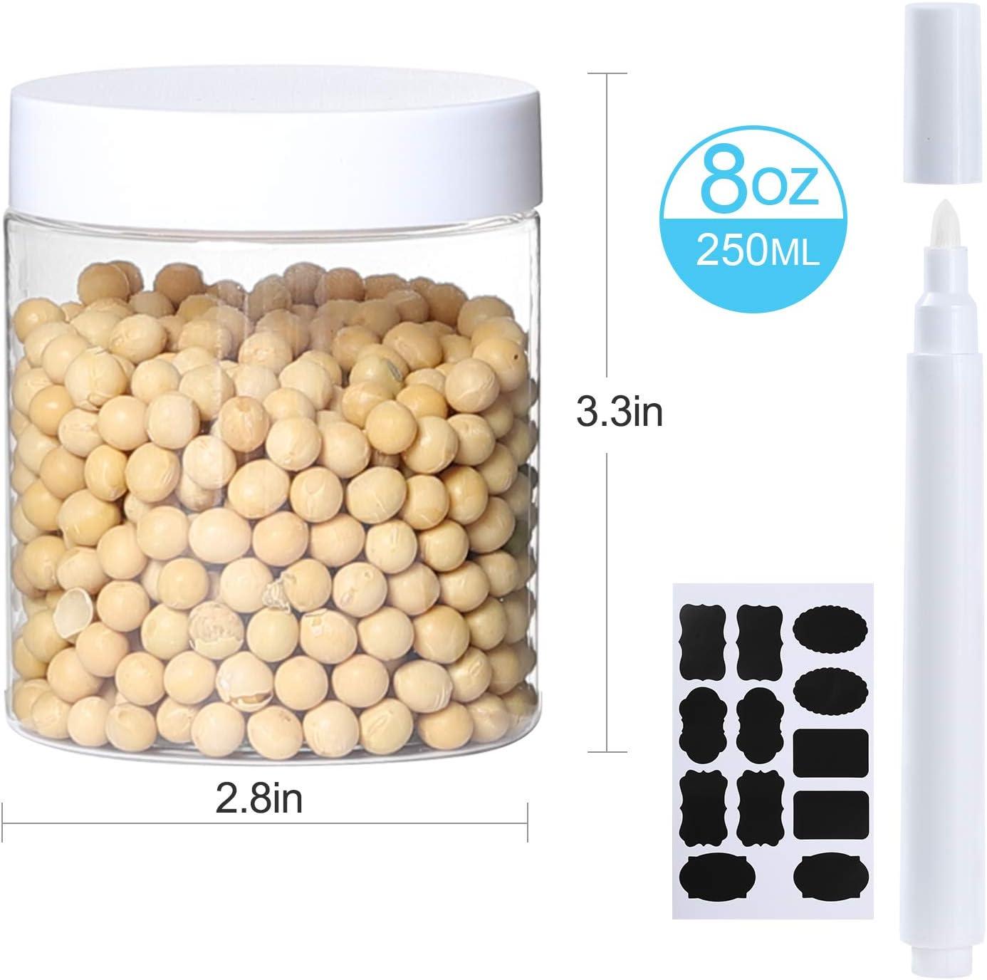 24Pack 8oz Plastic Jar Storage Container with White Lids Airtight Clear Wide-mouth Slime Storage Jars for Cosmetic Cream Light Clay