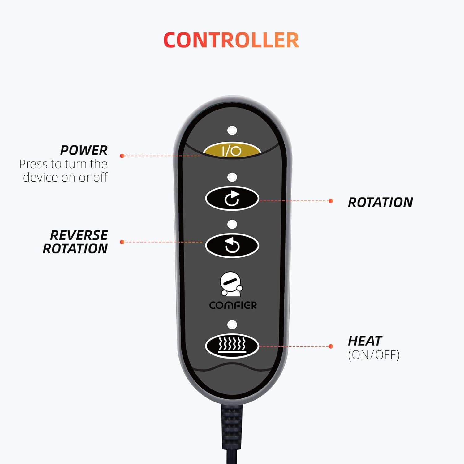 COMFIER Foot Warmer Massager,Gifts for Women,Men,Shiatsu Foot Massager with Heat, Electric Heating Pad for Back Feet,Back Massager for Pain Relief(Black)