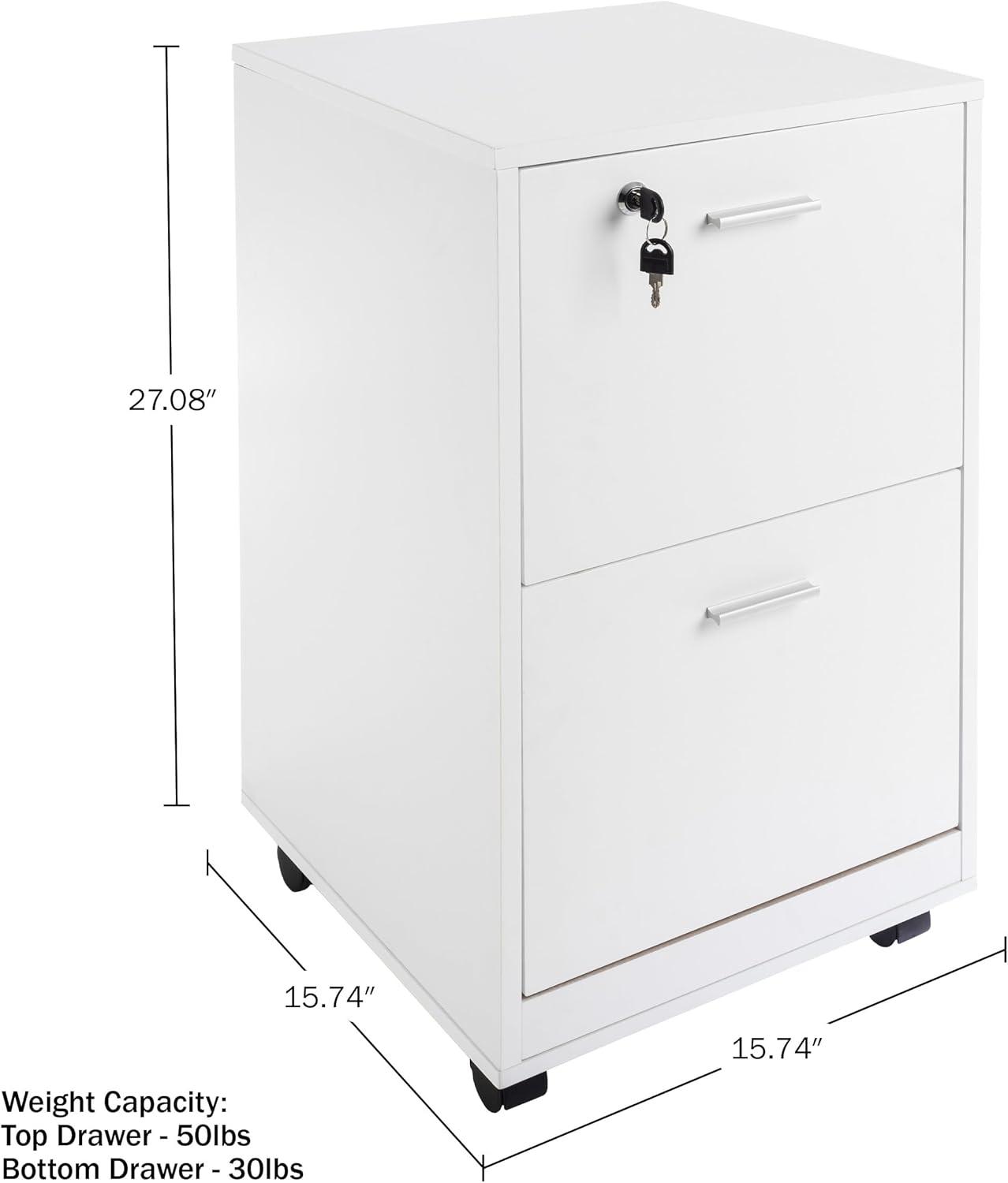 Lavish Home 2-Drawer File Cabinet with Lock and Rolling Wheels