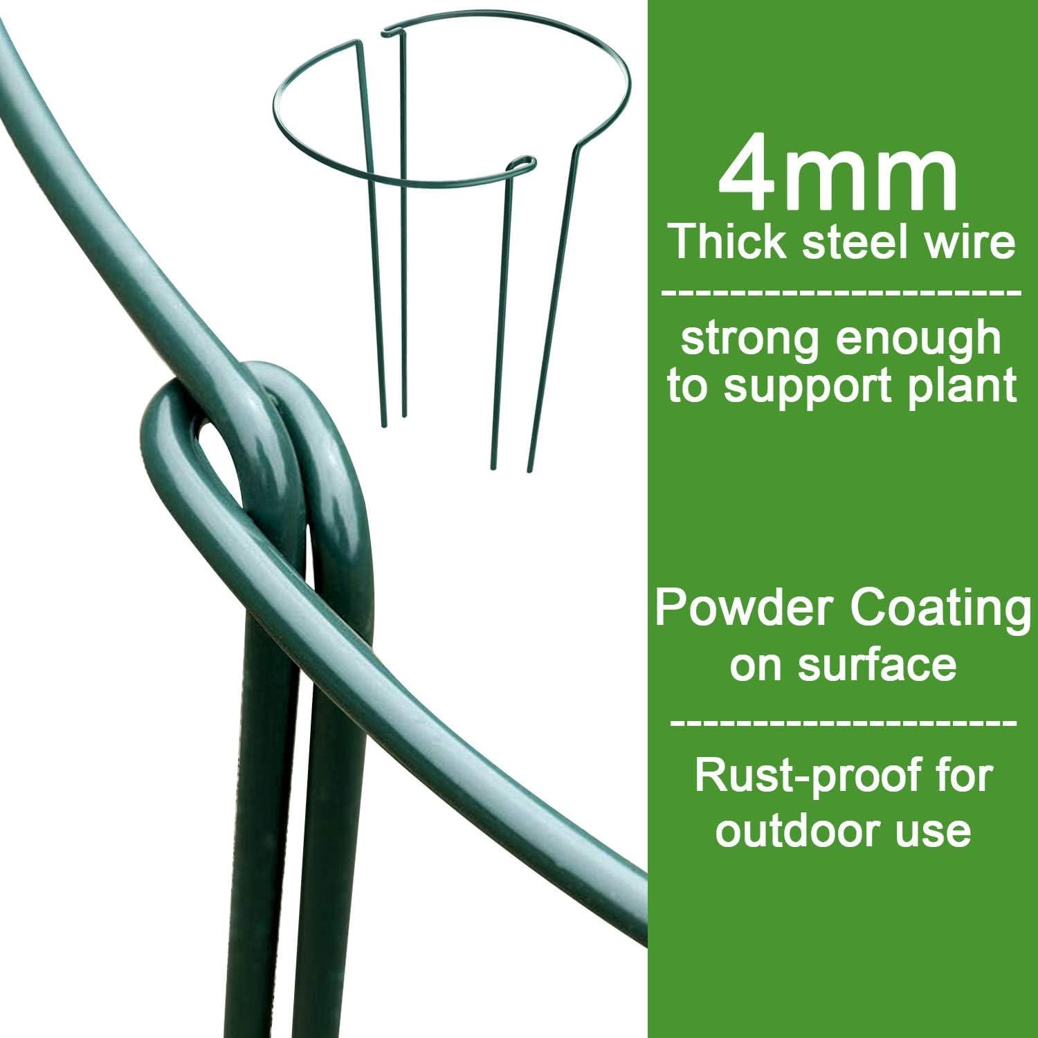 HiGift 12 Pack Plant Stakes for Indoor Plants, Metal Garden Peony Support Cages, Outdoor Plant Supports Ring Prop, Large Plant Stake for Hydrangea,Rose,Flower,Vine,Potted Plants (10" W x 15.8" H) C21