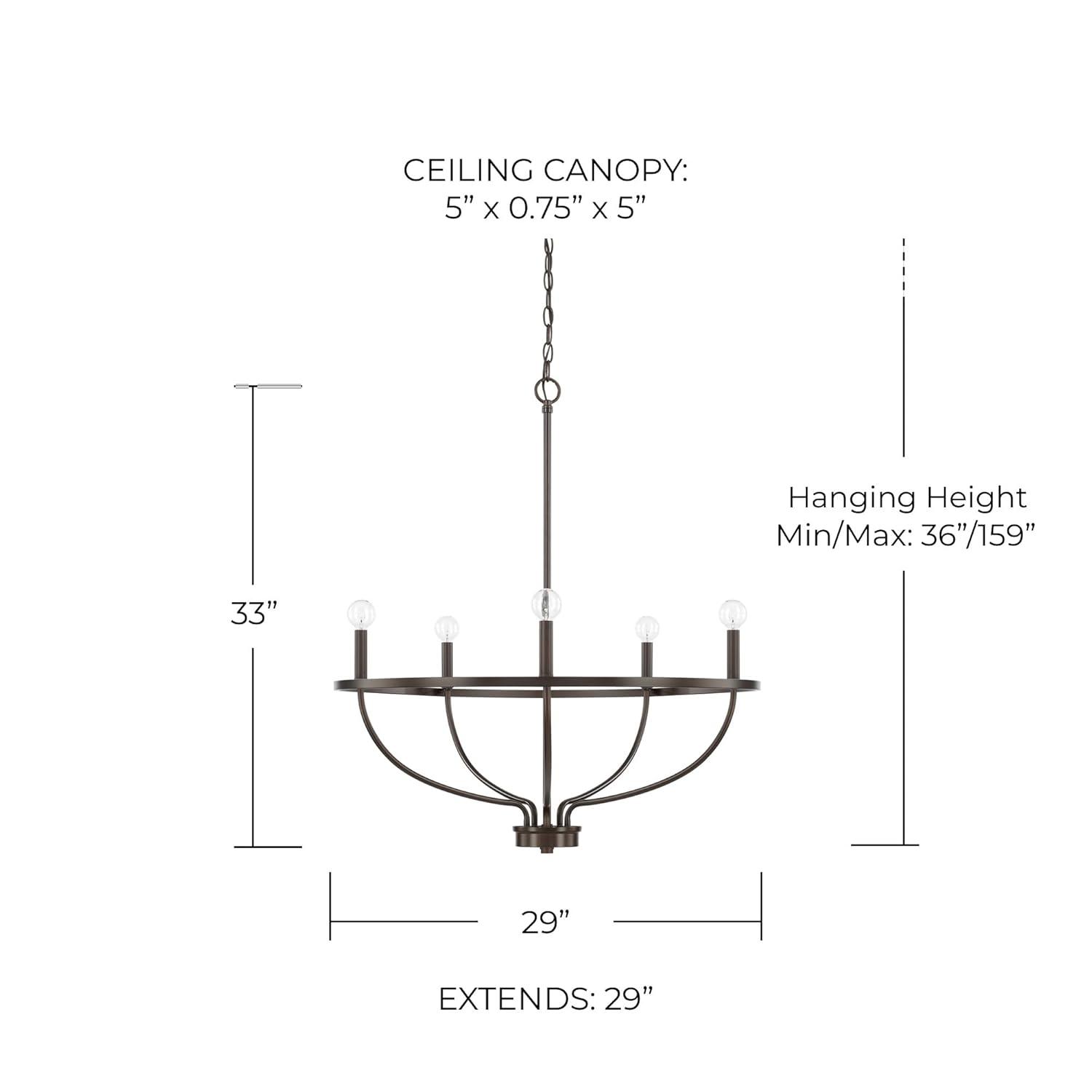 Capital Lighting 428551 Greyson 5 Light 29" Wide Taper Candle Chandelier - Bronze