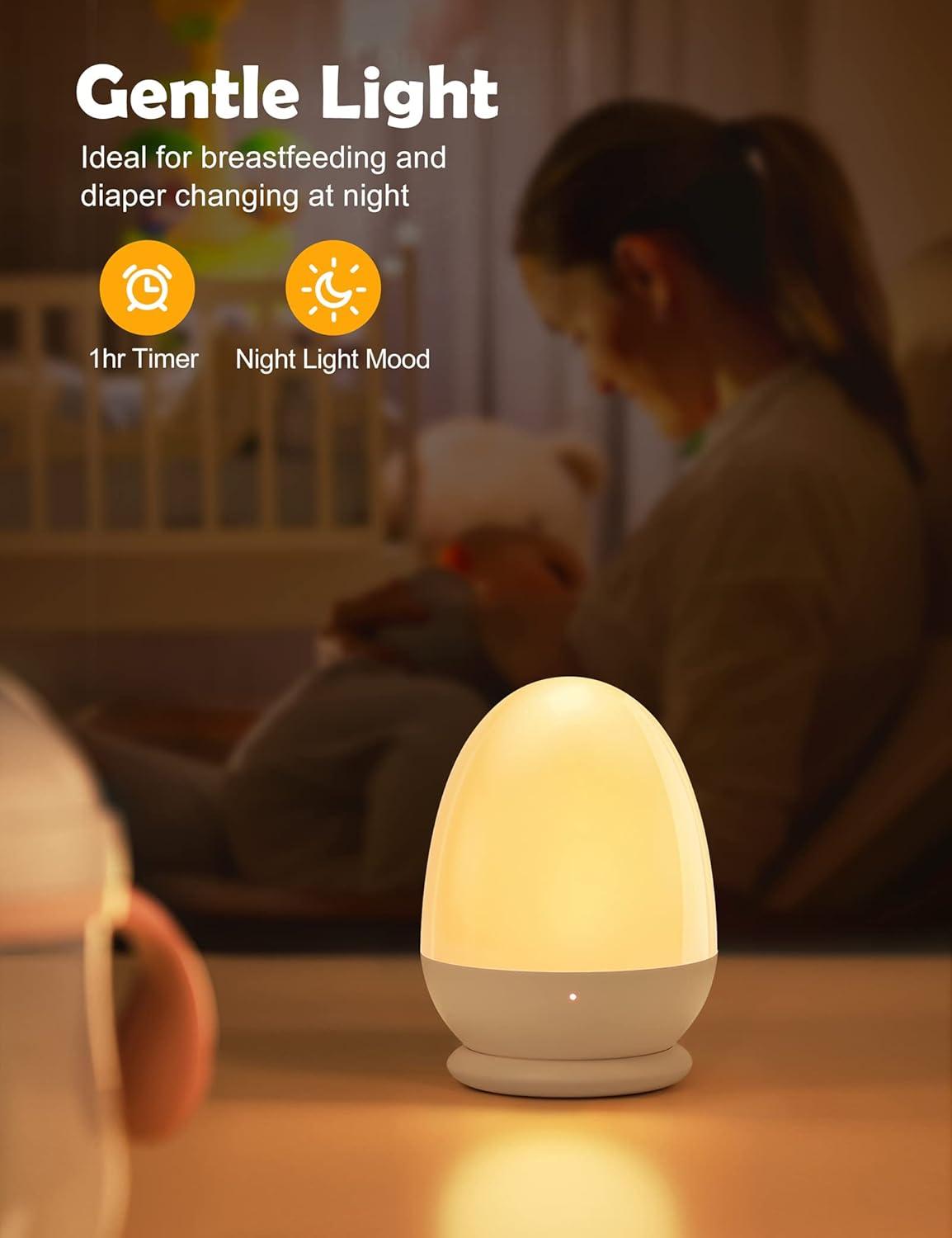 Portable Egg-Shaped White Touch Control Nursery Night Light