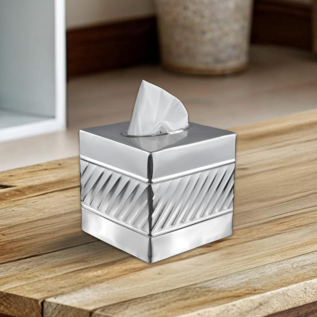Wave Embossed Metal Tissue Box Cover