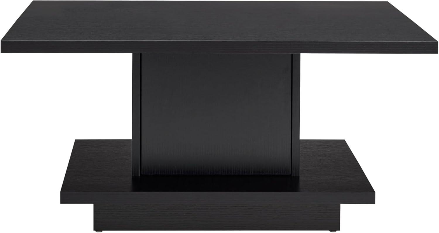24/7 Shop at Home Lukas 31 inch Square Coffee Table with Hidden Storage and Base Shelf, Contemporary Furniture for Living Room, Home Office, Apartment, Small Space, Black