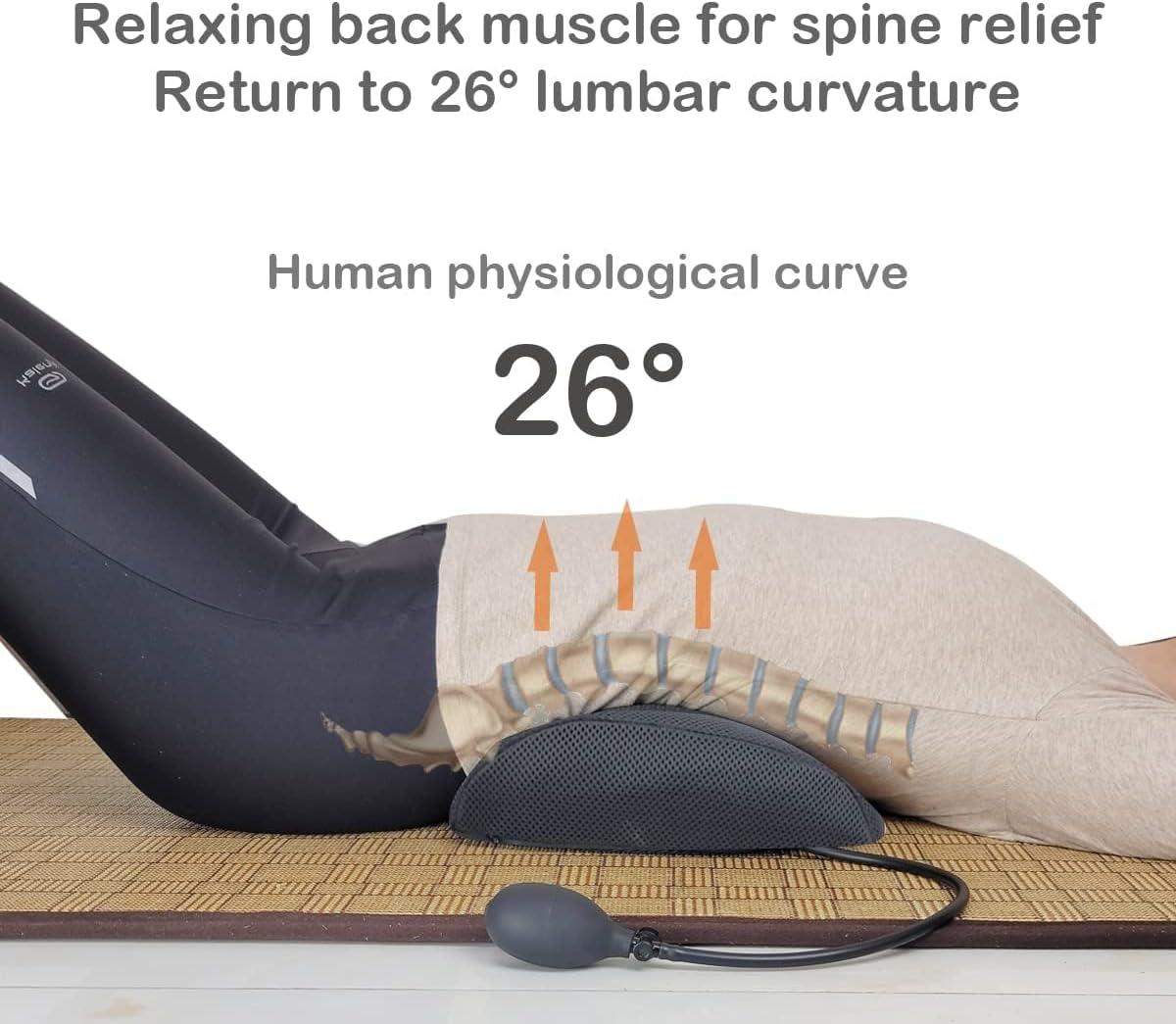 Inflatable Lumbar Support Pillow for Car Seat and Office Chair,Back Support Cushion with Air Pump for Reducing Lower Back Pain(Black)