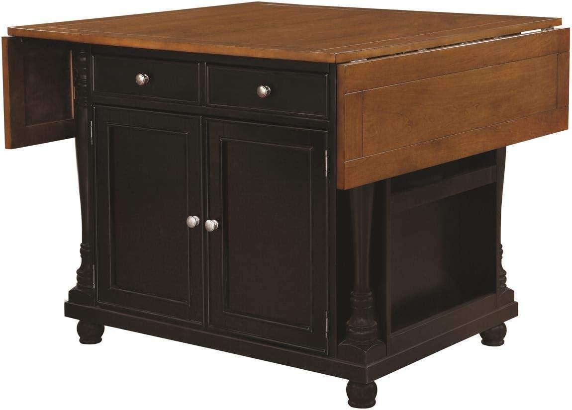 Slater 2-drawer Kitchen Island with Drop Leaves Brown and Black