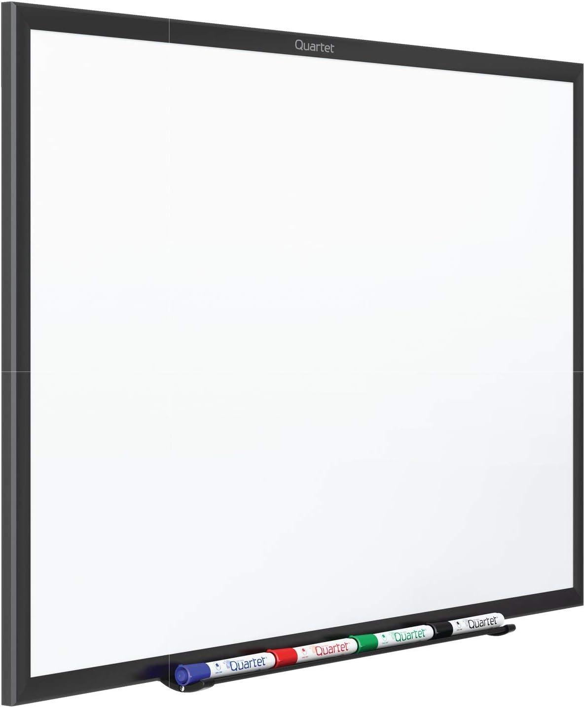 96'' x 48'' White Melamine Dry Erase Board with Black Aluminum Frame