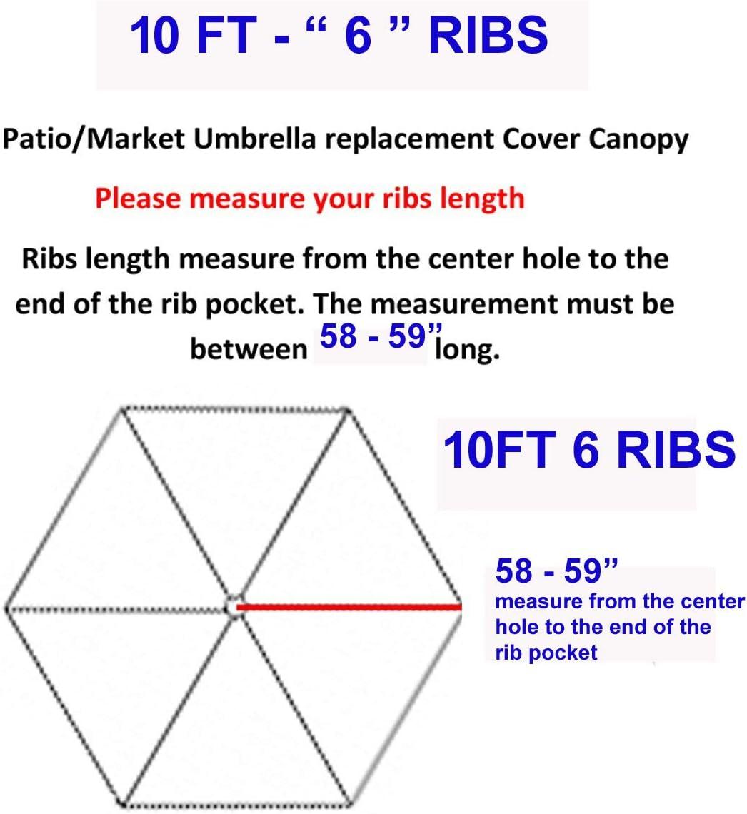 Arlmont & Co. 10ft Patio Umbrella Canopy Top Cover Replacement Fits 6 Ribs (canopy Only) | Wayfair