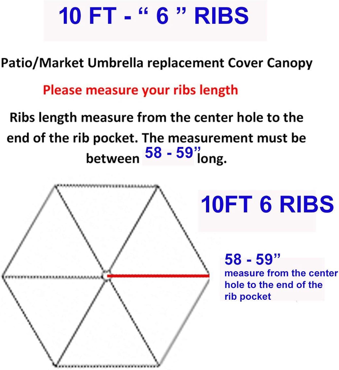 10ft Red Oxford Fabric Patio Umbrella Canopy Replacement
