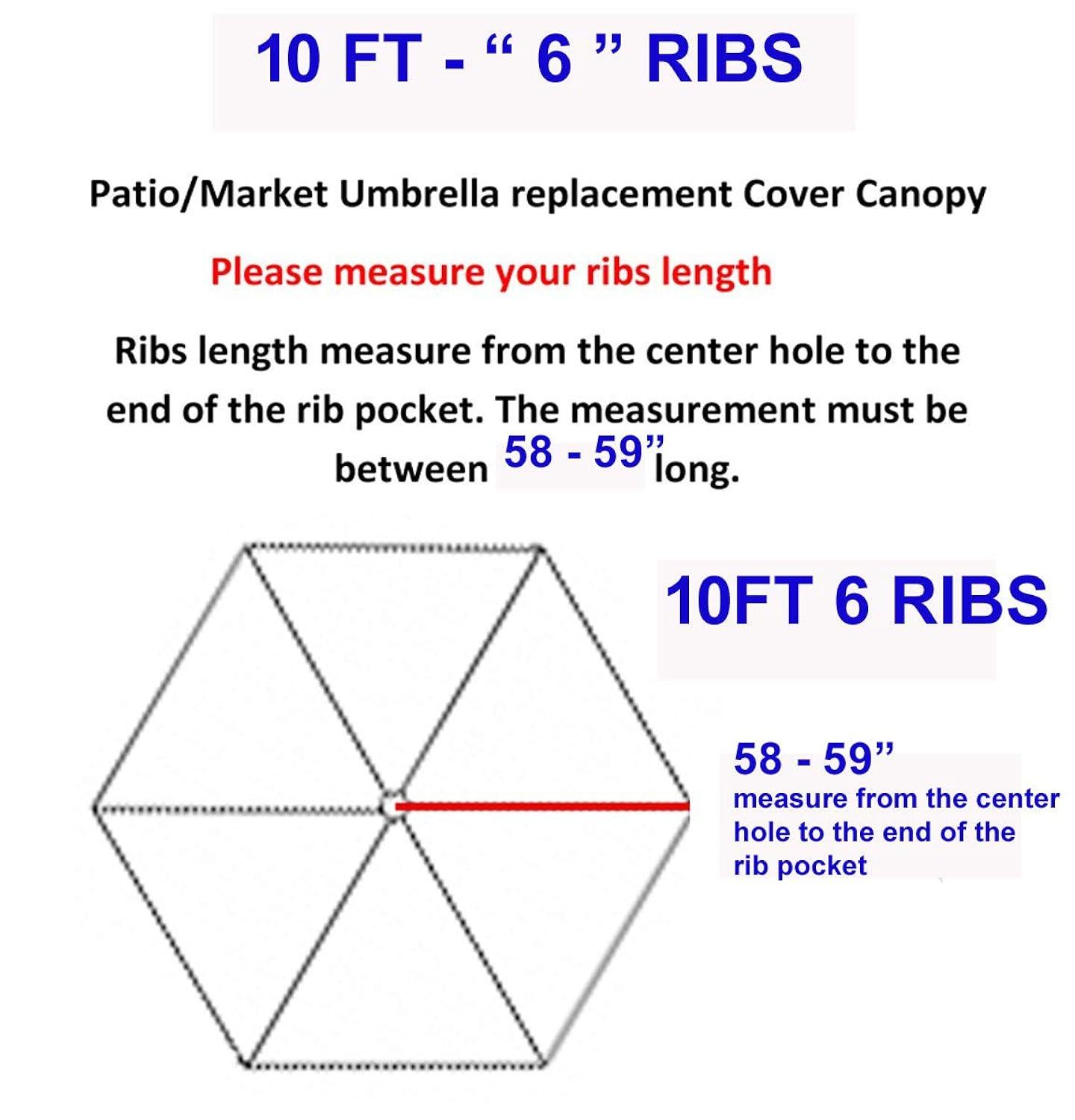Arlmont & Co. 10ft Patio Umbrella Canopy Top Cover Replacement Fits 6 Ribs (canopy Only) | Wayfair