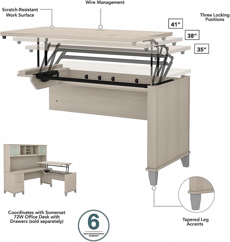 Bush Furniture Somerset 72" Sit to Stand L Desk, Sand Oak