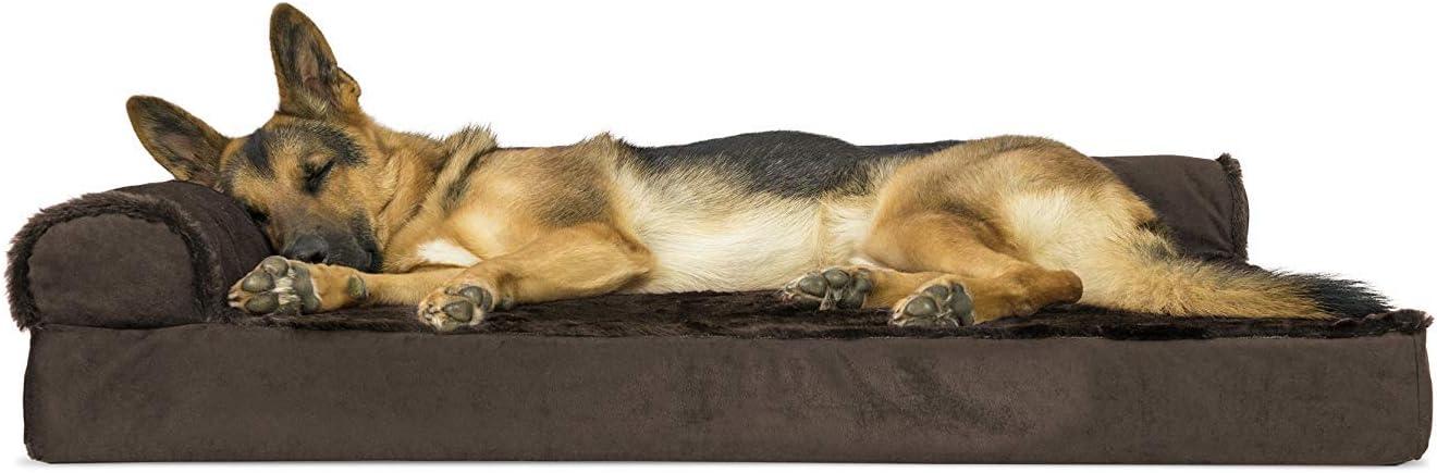 FurHaven Plush & Velvet Deluxe L-Chaise Orthopedic Pet Bed