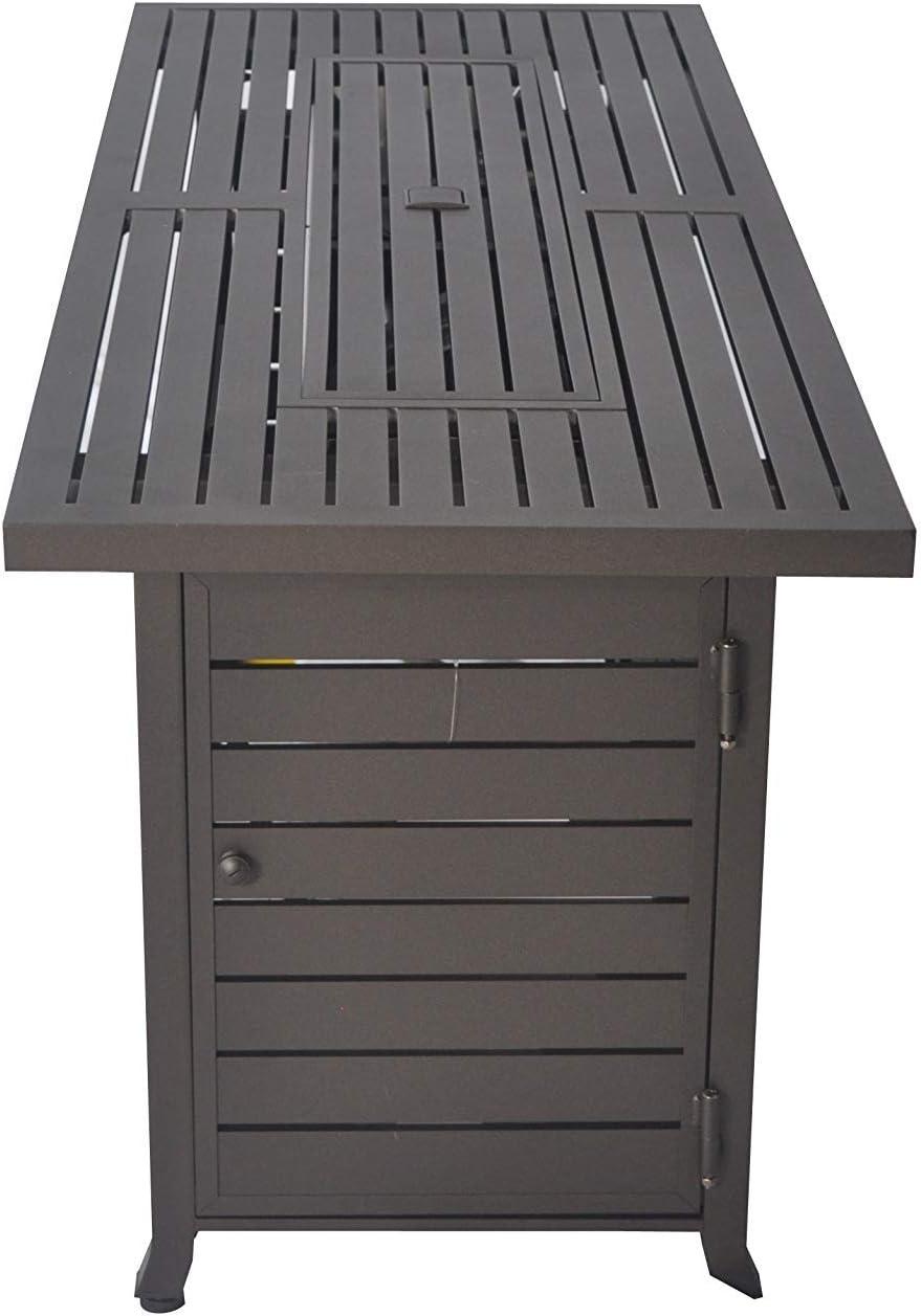 56 in. x 21 in. Rectangular Fire Table with Glass Wind Guard, Cover and Table Lid in Bronze
