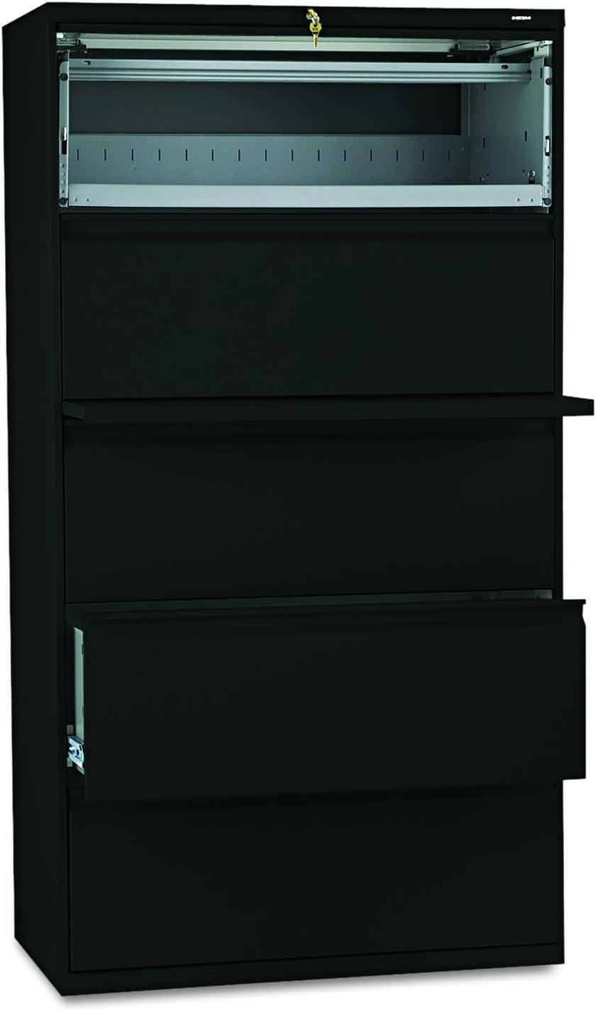 HON 5 Drawers Lateral Lockable Filing Cabinet, Black