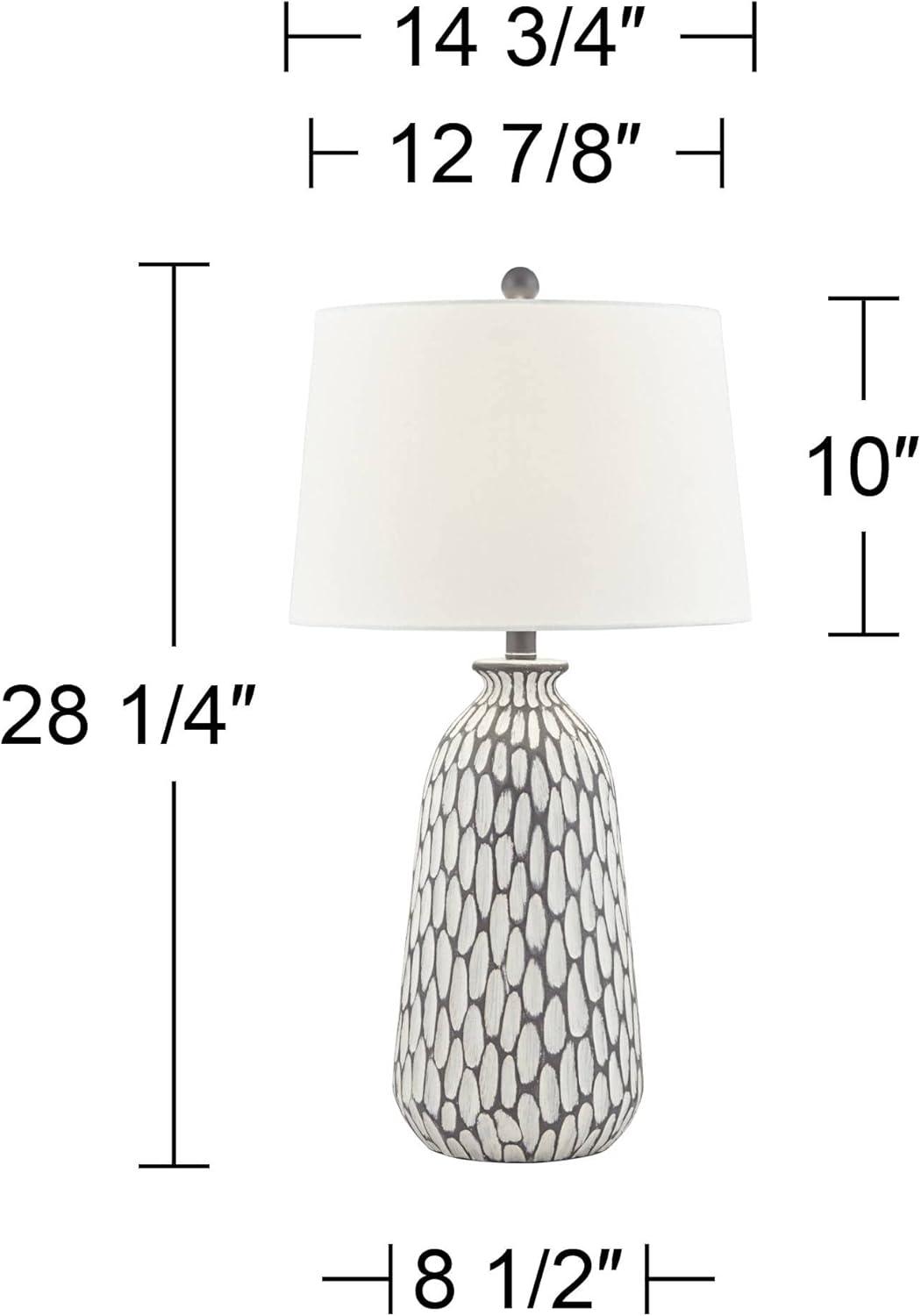 360 Lighting Carlton Modern Table Lamps 28 1/4" Tall Set of 2 Gray Wash Off White Fabric Drum Shade for Bedroom Living Room Bedside Nightstand Office