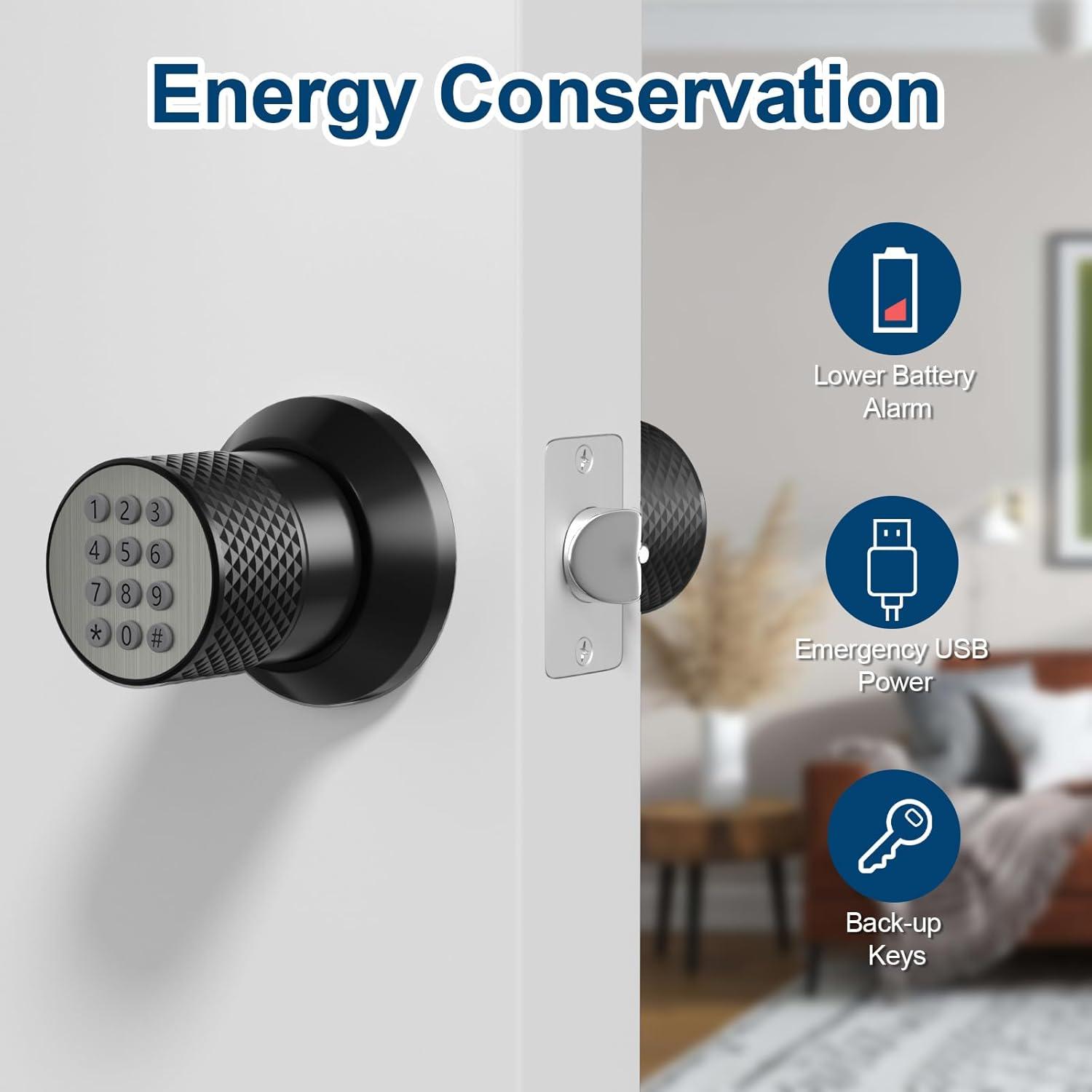 Smart Lock,Keyless Smart Lock Digital Door Lock with Keypad, Waterproof Electronic Keypad Door Lock with Spare Keys, Great for Home, Hotel and Office