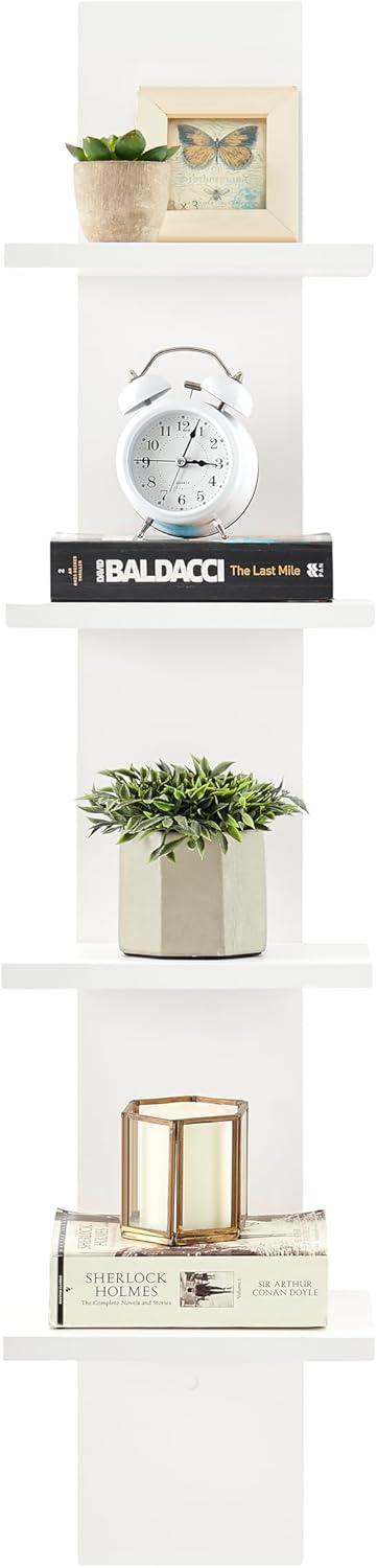 Danya B 39.5" x 9" Utility 4-Tier Column Spine Shelf White - Contemporary Floating Storage Display