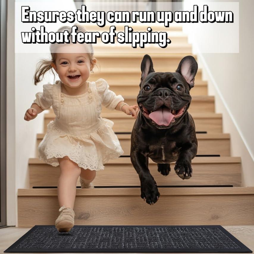 Aucuda 6pcs 8.5" x 30" Stair Treads Outdoor for Elders and Dogs on Wooden Steps, Non Slip Stair Runner Rug Heat Insulation Rubber Backing, Staircase Mat Carpet for Indoor Grip Farmhouse.