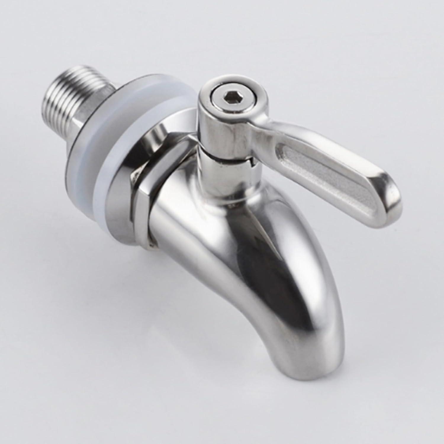 Polished Stainless Steel Beverage Dispenser Replacement Spigot Set