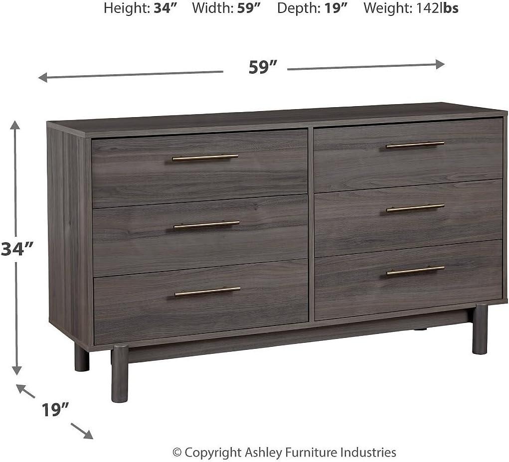 Brymont Warm Gray 6-Drawer Mid-Century Modern Dresser