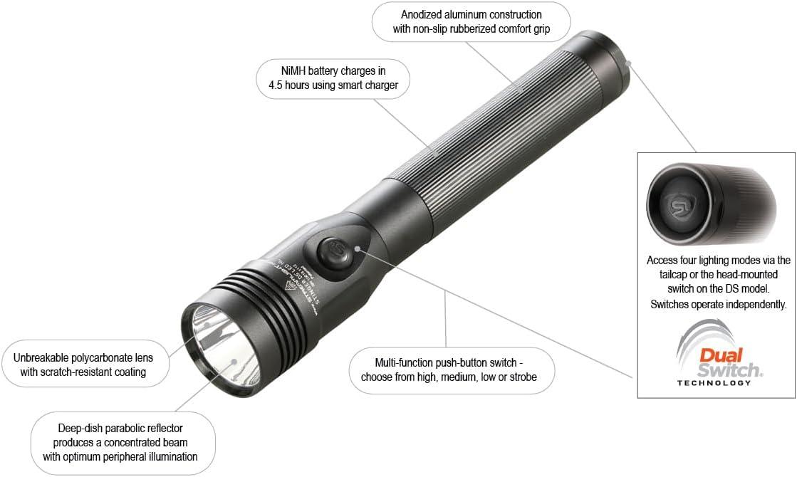 Stinger DS 800-Lumen Rechargeable LED Tactical Flashlight