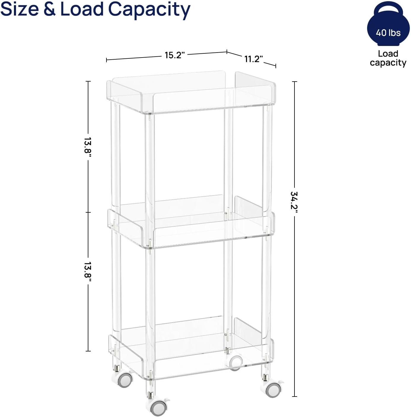 Everly Quinn 3-Tier Mini Rolling Serving Cart w/ 4 Lockable Wheels