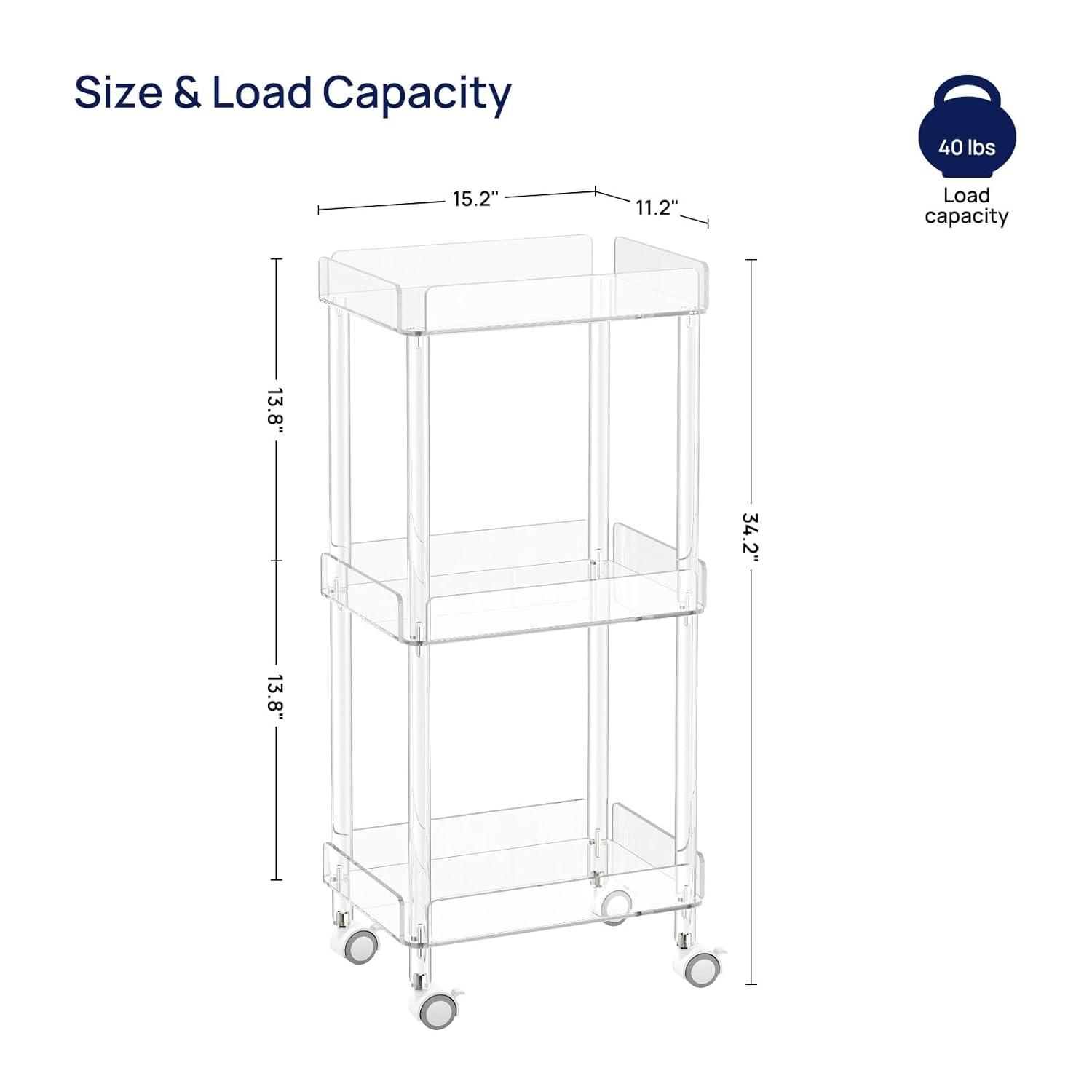 Everly Quinn 3-Tier Mini Rolling Serving Cart w/ 4 Lockable Wheels
