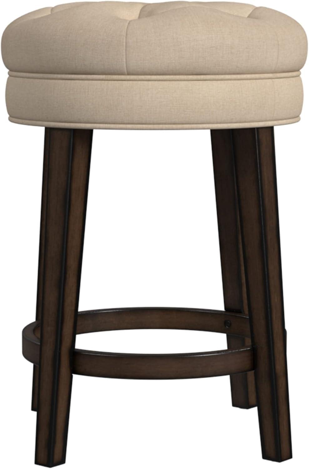 Krauss Backless Counter Height Barstool: Linen Upholstery, Charcoal Wood Frame - Hillsdale Furniture