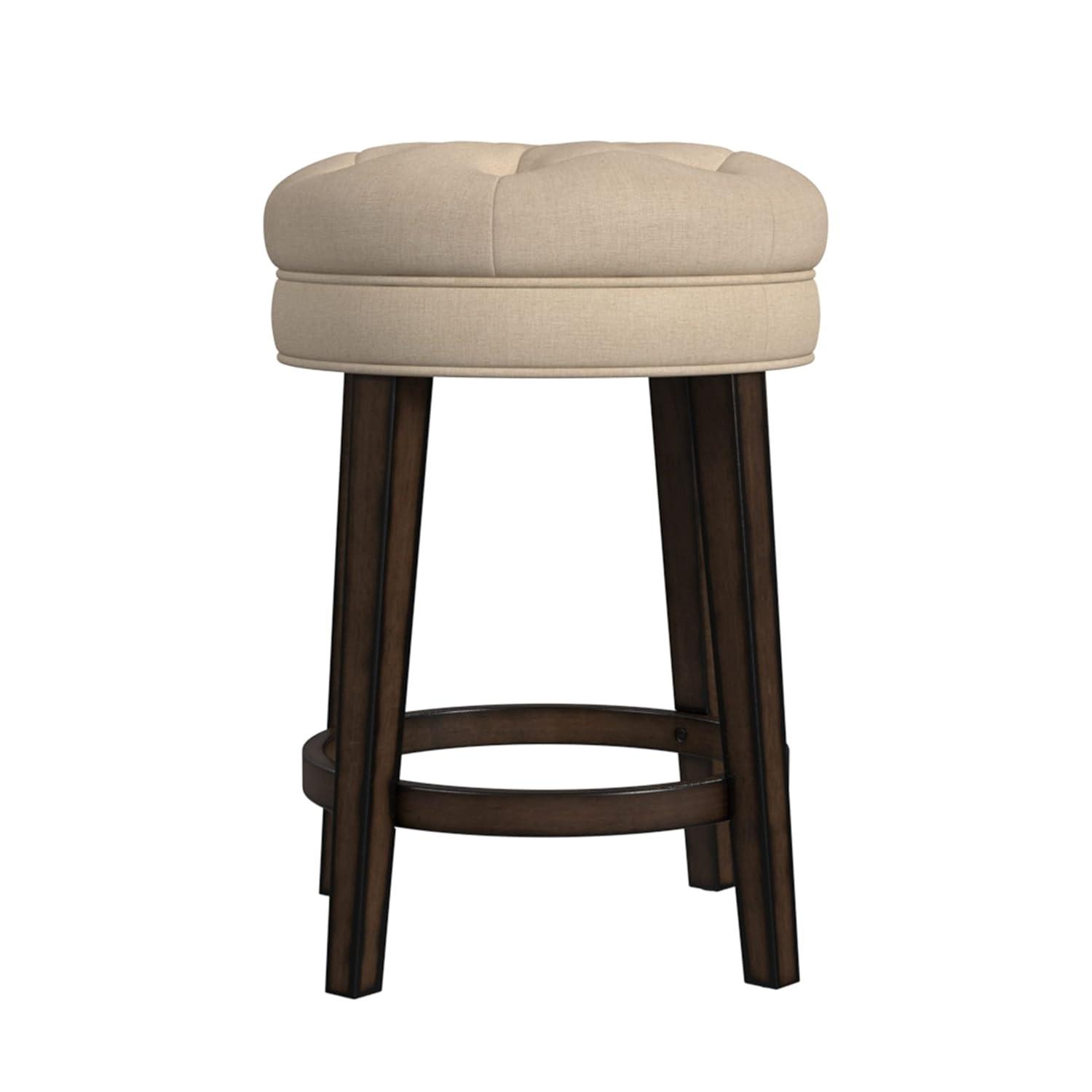Krauss Backless Counter Height Barstool: Linen Upholstery, Charcoal Wood Frame - Hillsdale Furniture