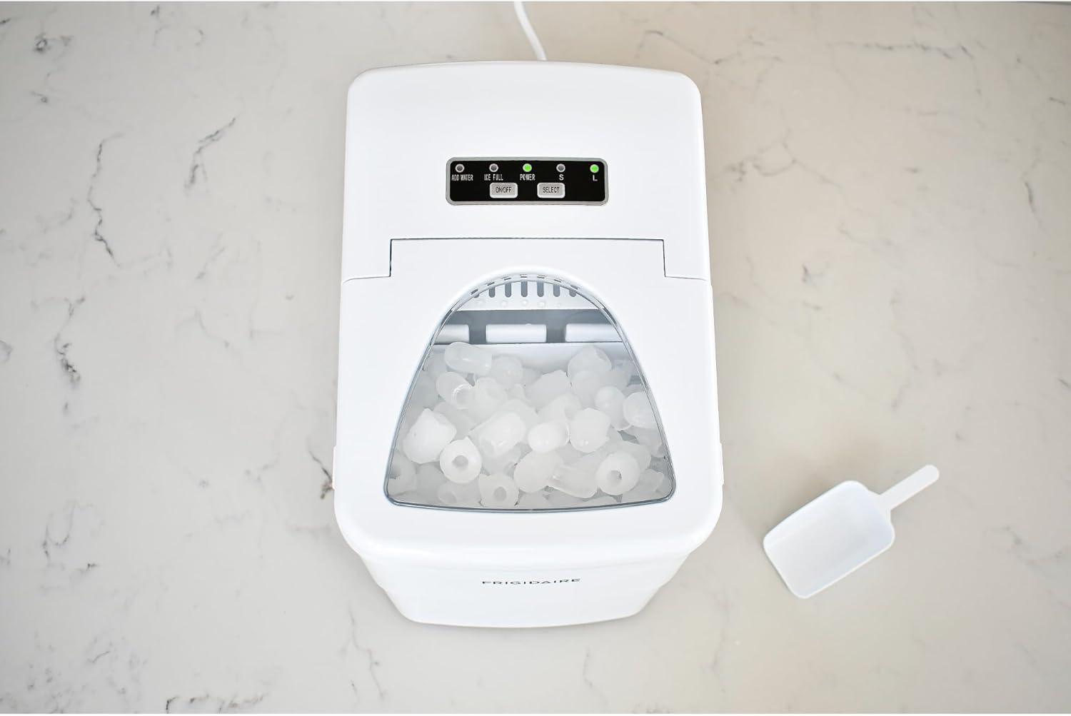 Frigidaire Ice Maker with 26 lbs. Capacity Countertop Stainless Steel Ice Maker with Transparent Window