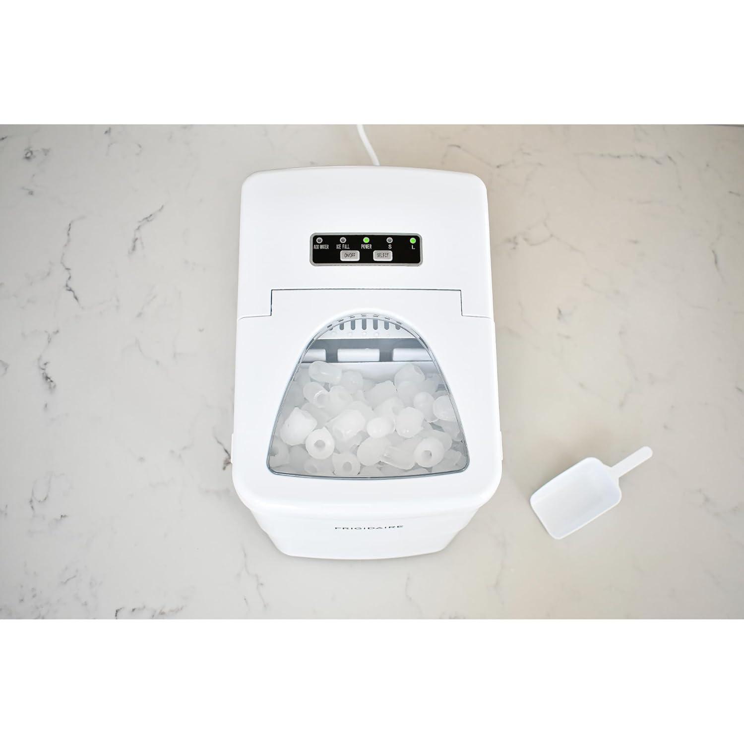 Frigidaire Ice Maker with 26 lbs. Capacity Countertop Stainless Steel Ice Maker with Transparent Window