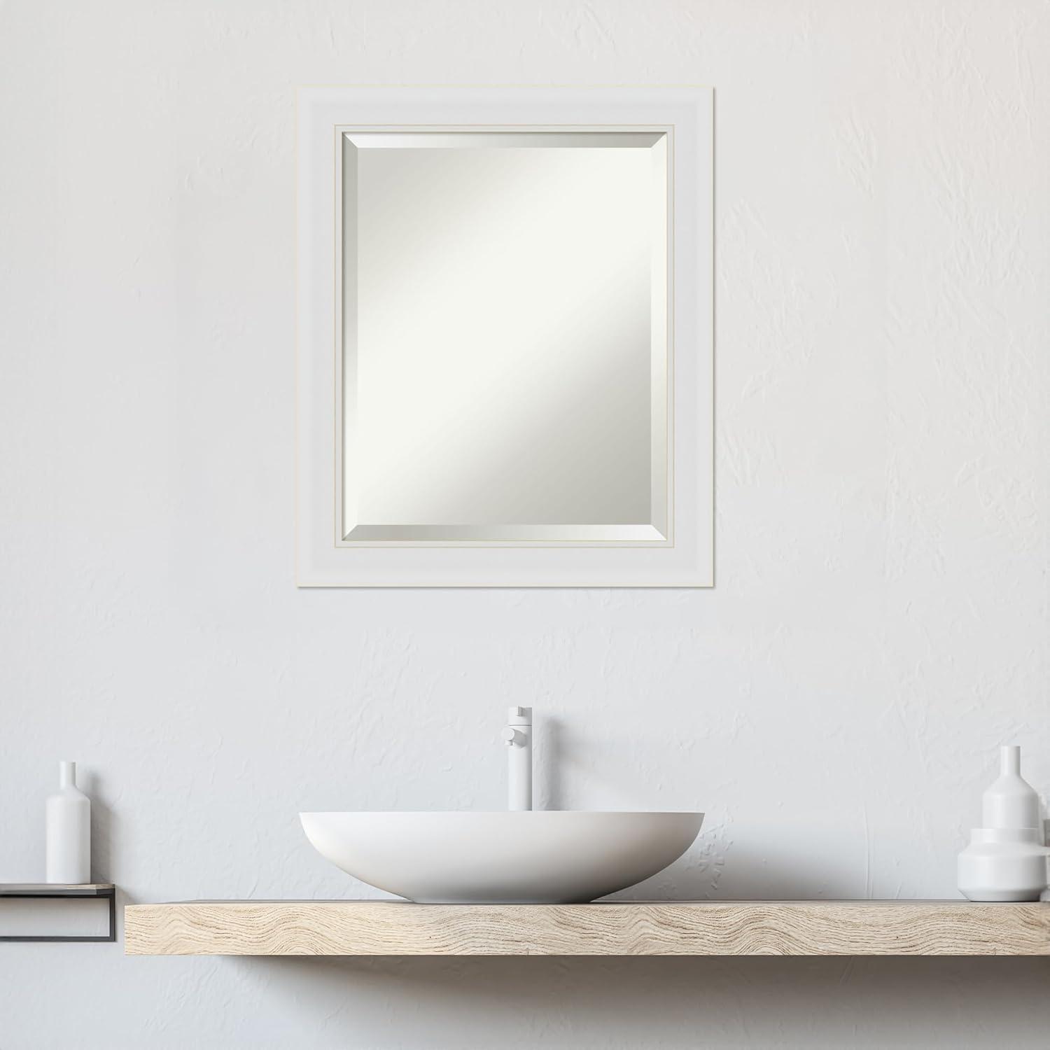 20" x 24" Flair Framed Bathroom Vanity Wall Mirror Soft White - Amanti Art: Modern Rectangle, Satin Finish, No Assembly Required