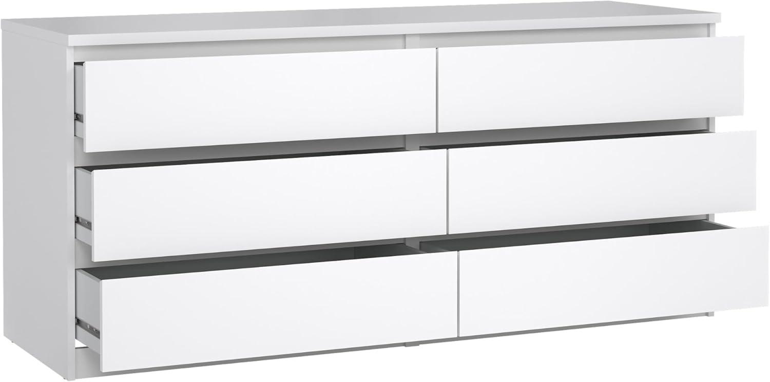 Sleek White High Gloss 6-Drawer Modern Double Dresser