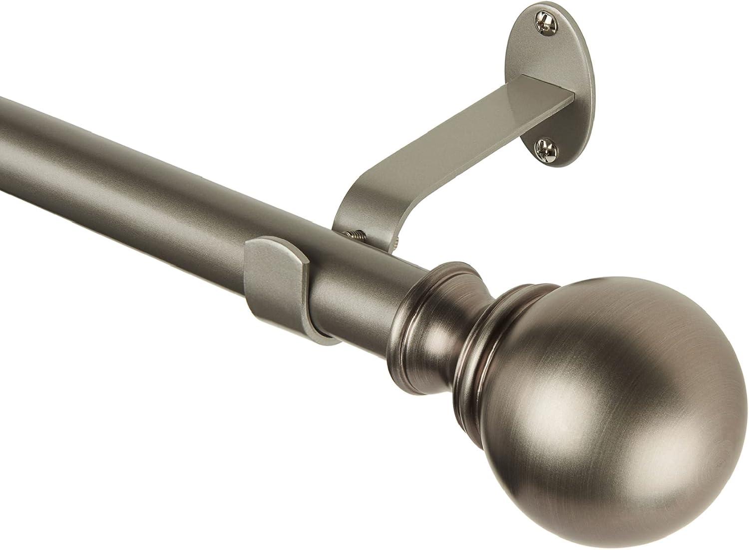 Elrene Cordelia 1" Window Drapery Single Curtain Rod with Globe Ball Finial - Elrene Home Fashions