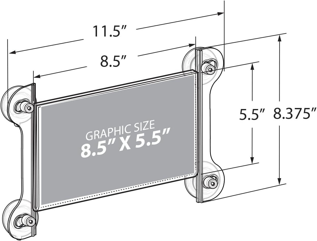 Clear Acrylic Window Sign Holder Frame with Suction Cups