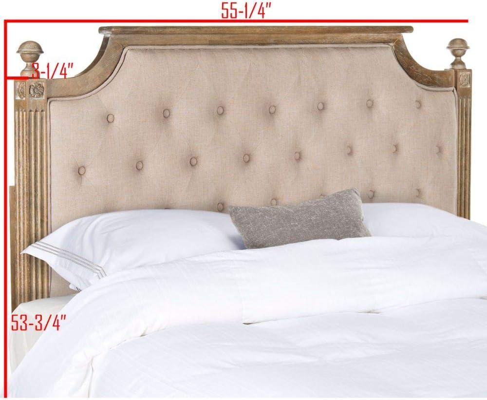 Beige Tufted Linen Upholstered Full Headboard