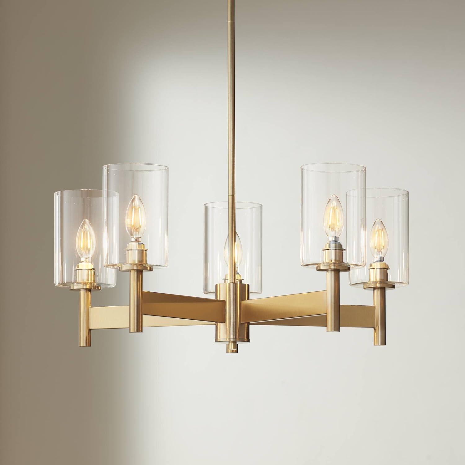 Lantico Gold 5-Light Pendant Chandelier with Clear Glass Shades