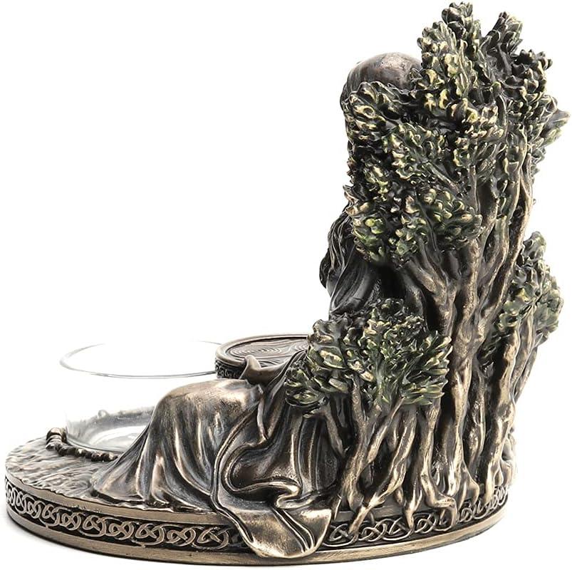 Veronese Design 4 7/8" Tall Celtic Goddess Danu Tealight Candle Holder Cold Cast Bronzed Resin Sculpture Wiccan Home Decor Figurine Collectibles
