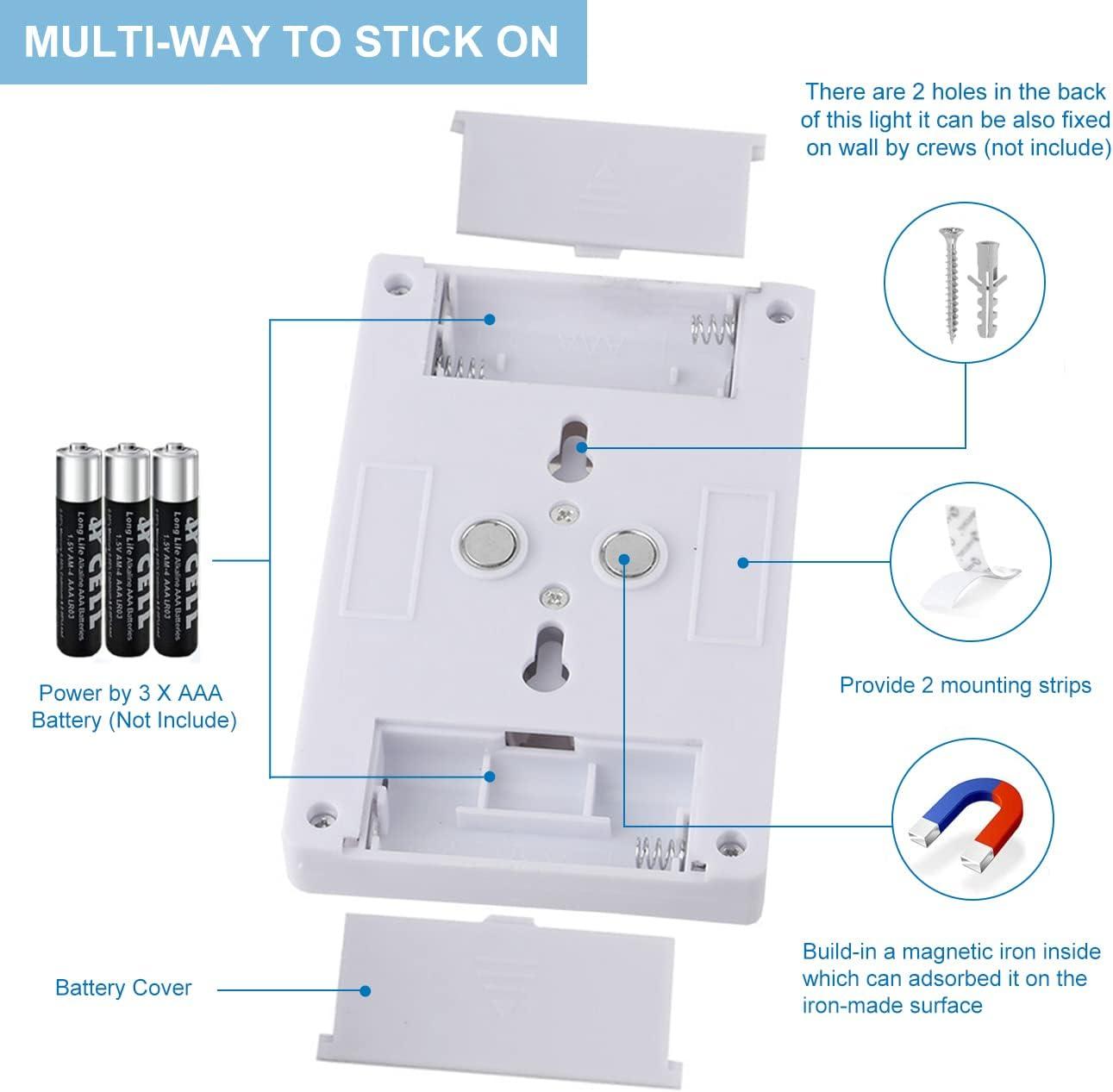 Battery Operated Switch LED Lights, Portable Tap Light, Push Closet Light, COB LED Cordless Night Lights, Touch, Wall Mount Under Cabinet, Shed, Kitchen, Garage, Attic, RV(6 Pack)